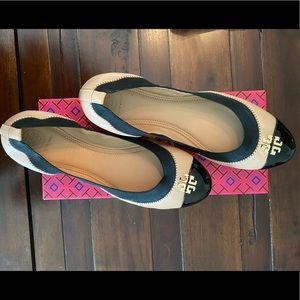 Tory Burch Jolie Ballet Flat- Black and Tan